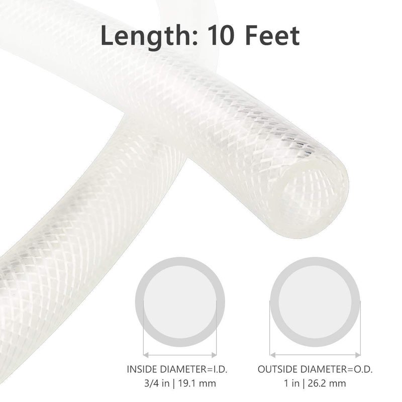 Eastrans 3/4" ID x 10 Ft High Pressure Braided Clear PVC Vinyl Tubing Flexible Vinyl Tube, Heavy Duty Reinforced Hose Tubing, BPA Free and Non Toxic - Image 3